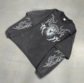 OEM Screen Print T Shirt Ripped 250 GSM Tee Full Double Layer Long Sleeve Cuff Stone Faded Acid Wash Boxy Cropped T Shirt Men