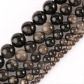Silver Obsidian Natural Stone Beads 4-12MM round Smooth Loose Beads for DIY Jewelry Making Bracelets