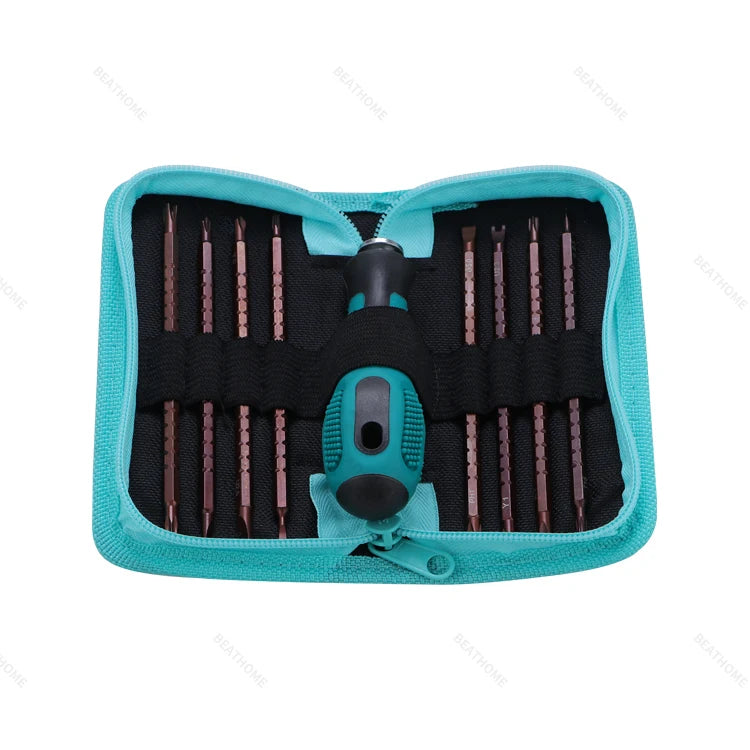 Beathome 2002 Special-Shape Detachable Screwdriver Set 17-in-1 Stainless Steel DIY Grade with Plastic Handle OEM Customizable