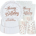Modern Gold Happy Birthday Party Supplies Paper Plate Napkins Sets for Stylish Birthday Decorations