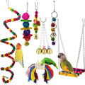7pcs Bird Parrot Toys Hanging Bell Pet Bird Cage Hammock Swing Toy Hanging Toy for Small Parakeets Cockatiels