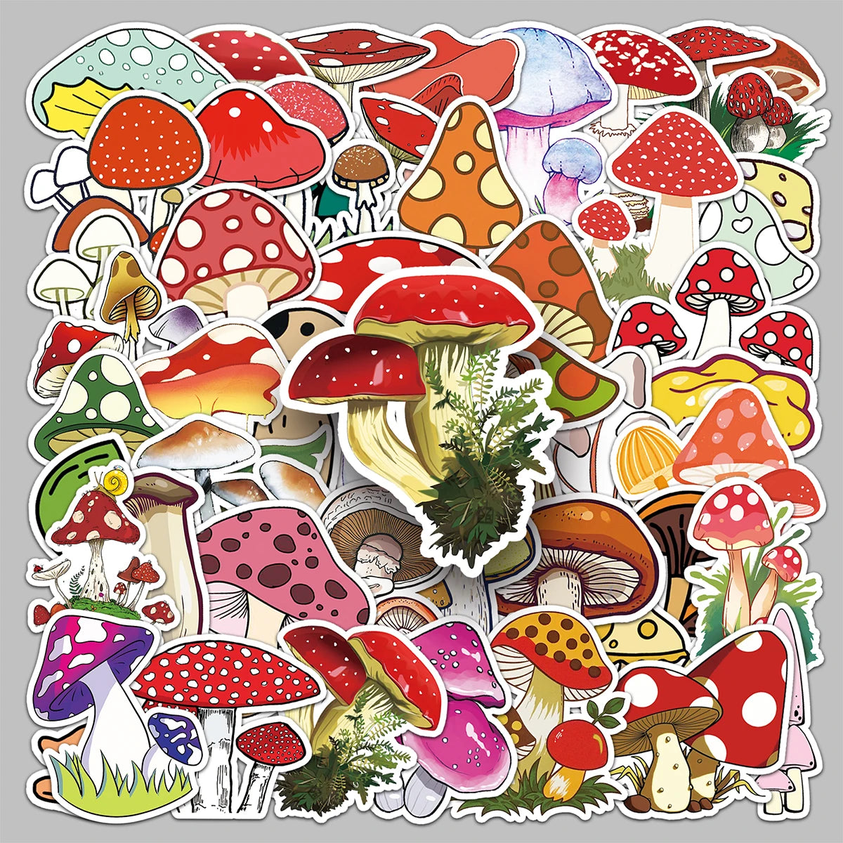 50PCS Cartoon Cute Personality Plant Patterns Decorated Graffiti Mushroom Stickers Bicycle Phone case Notebook Stickers