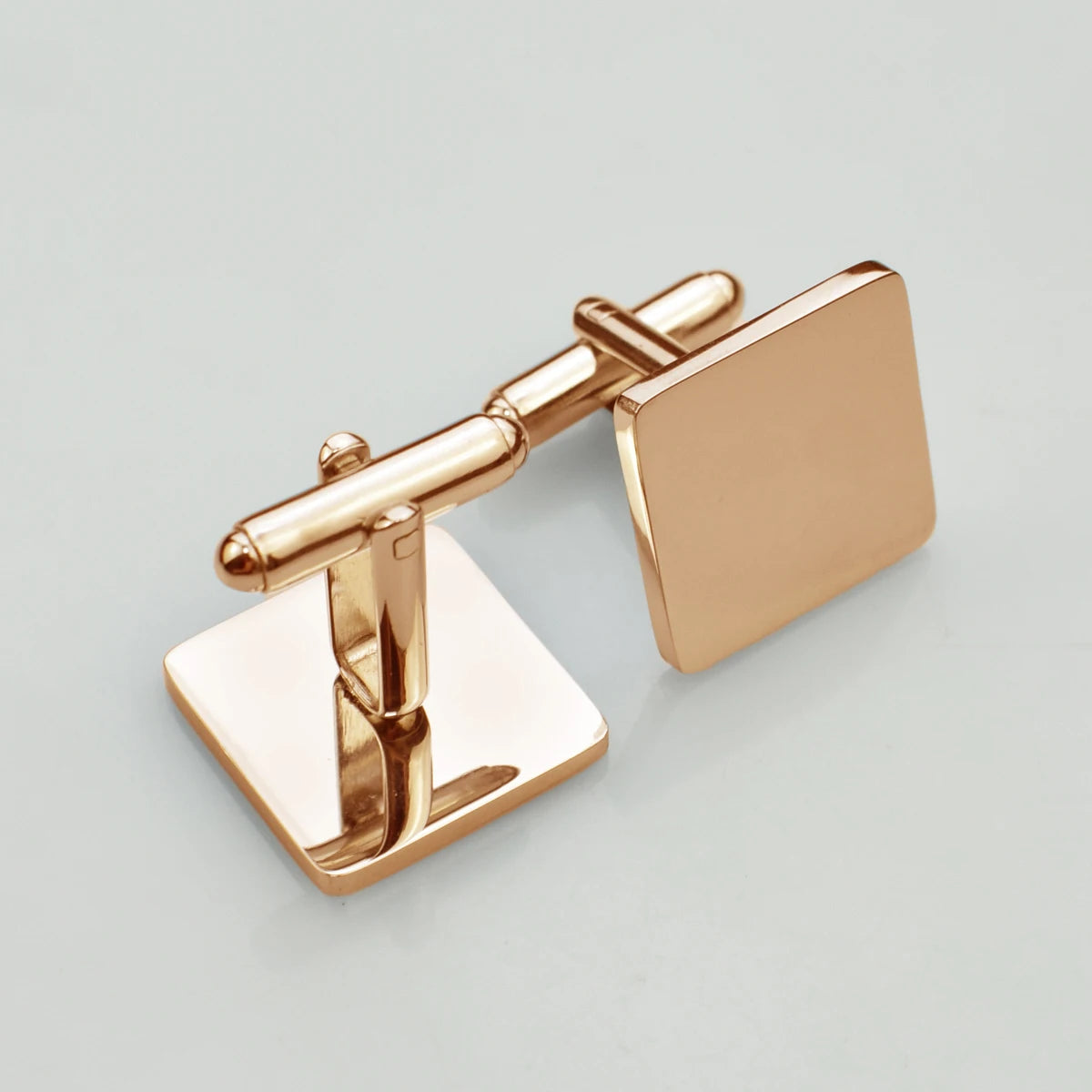 Mens Square Mirror Polished Stainless Steel Cufflinks - Quiet Luxury Style Customized Carving Jewelry for Wedding Groom Gift