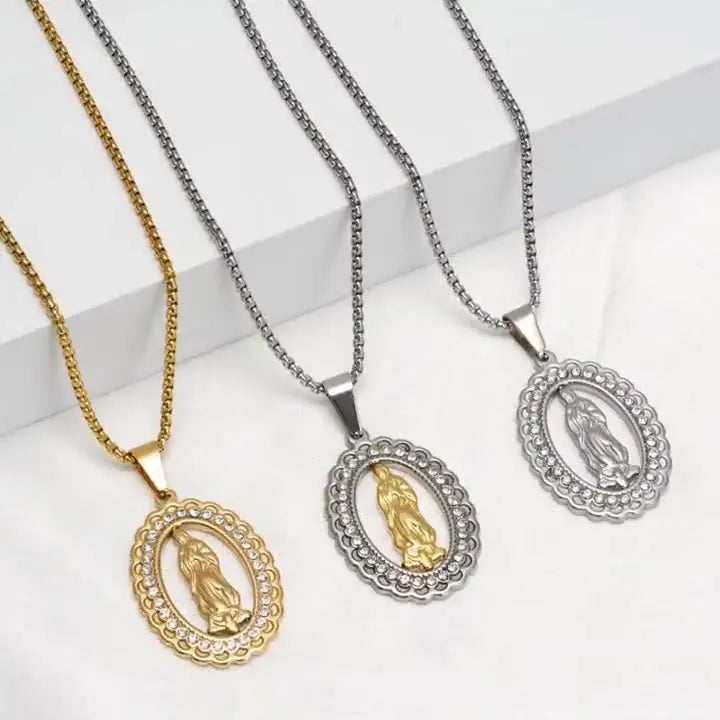 Trend Fashion Stainless Steel Medal Pendant Jewelry Catholic Religious San Benito Pendant Chain Necklace