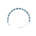 Exquisite Rhodium Plated 925 Sterling Silver Natural Swiss Blue Topaz Bracelet for Women Fine Bracelets