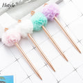 Crown Pompom Ballpoint Pen Plush Pens Macaron Color Ballpoint for Office School Accessory Stationery Kids Women Girls HS1331