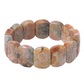 Natural Coral Jade Bangle Bracelet Coral Jade Polished Round Bead Stretch Bracelet Handmade Gemstone Jewelry Perfect Gift