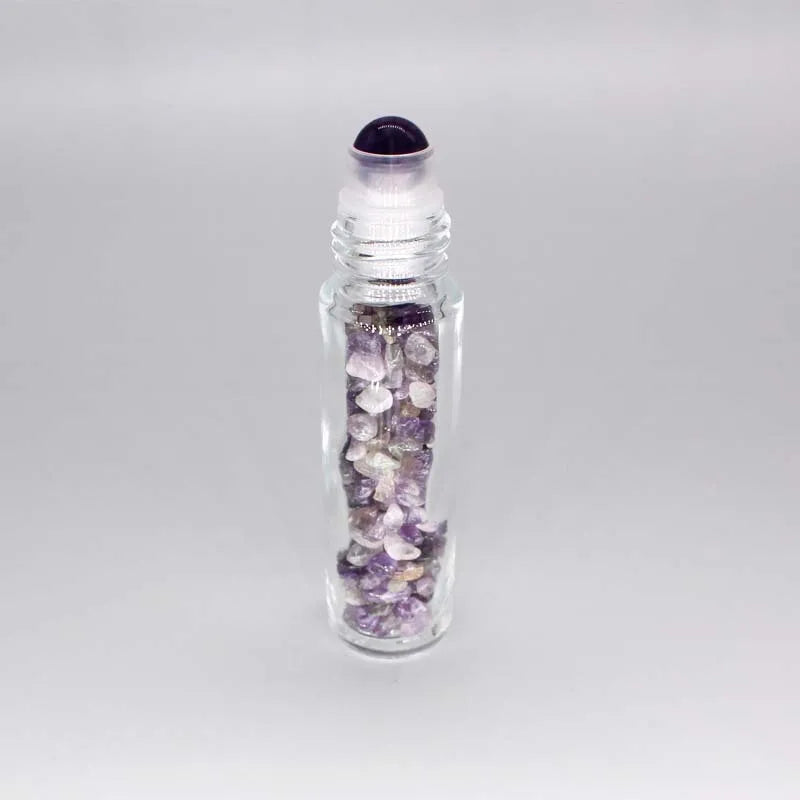 2026 In Stock 10ml Precious Stones Essential Oil Gemstone Ball Transparent Custom Colorful Glass Roller Bottles