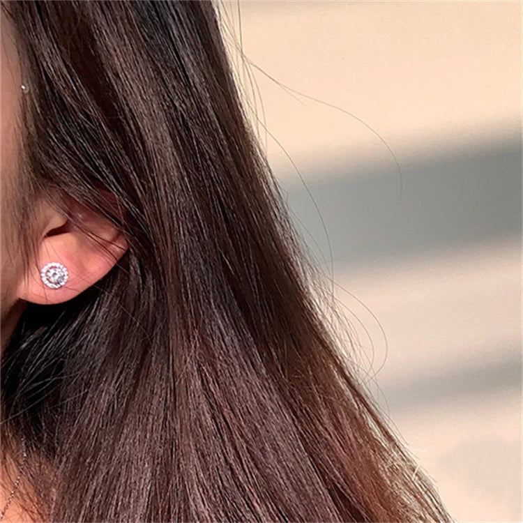S925 5A Women Gifts Fashion Jewelry White CZ Luxury Design Party Stud Earrings