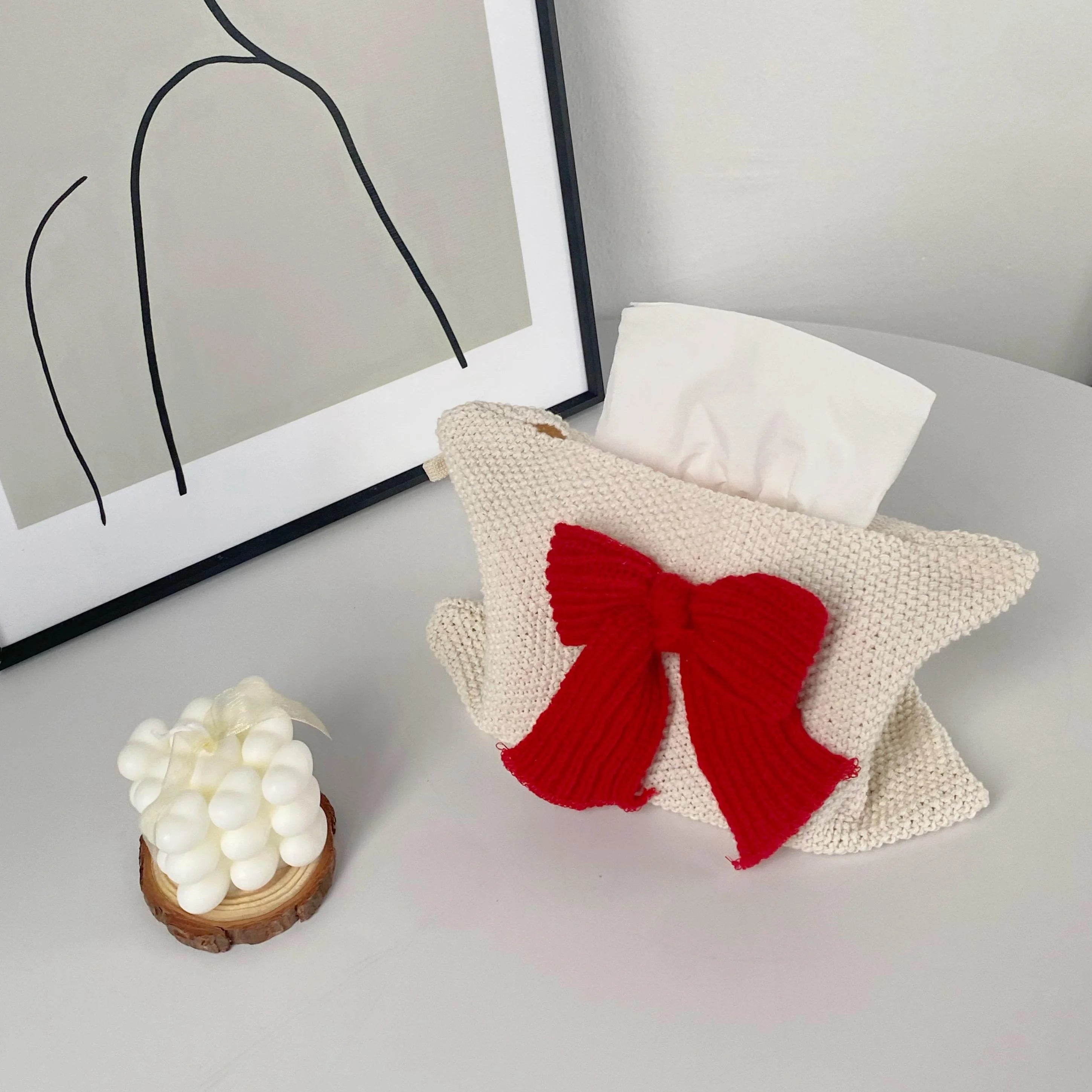 Wholesale Green Asian Zen Rectangle Shape Mobile Portable Knitted Tissue Boxes for Home Hotel Restaurant Cars Storage