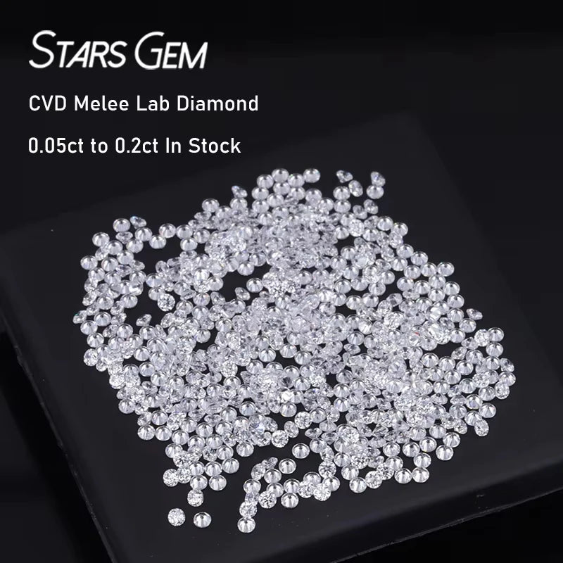 Small Size Lab Diamond Real Melee Diamond Calibrated 0.05ct to 0.2ct Made Lab Grown Diamond for Mens Watches Jewelry Glass
