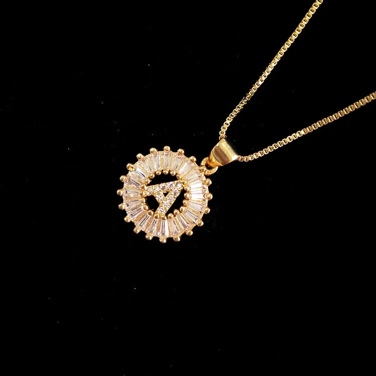 Wholesale Rhinestone Zircon Initial Necklace 26 Alphabet Necklace for Women MegaBDM