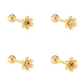Sterling Silver Trendy Gold Plated Flower Shape Daisy Cute Girls Zircon Stone Earrings