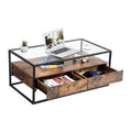 Modern Wooden Glass Top Coffee Table With Storage Drawer Wooden TV Cabinet