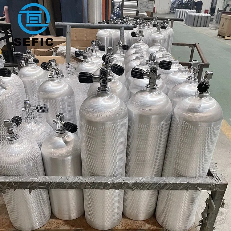 Lightweight ENISO7866 CE Approved 6l 7l 11.1l 12l Aluminum Scuba Diving Cylinder