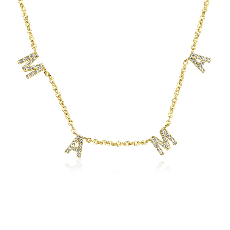 VIANRLA 925 Sterling Silver Necklace MAMA Zircon Pendant 18k Gold Plated Necklace Cross Chain for Women Jewelry Wholesale