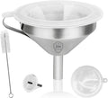 2.2/3.1/4.3/5.1/6 Stainless Steel Funnel 200 Mesh Filter Jam Straining Set Kitchen Use-Juice Strainer Liquid Ingredient Transfer