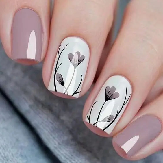Wholesale Temooi 24Pcs ABS French Style Flower Long Square Press on Nails with Nail Glue False Nails for Finger Application
