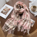 Faux Cashmere New Arrival Winter Fashionable British Warm Checkered Scarf with Fringe