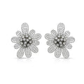 925 Sterling Silver Flower Earrings Size 21x31mm with Round Diamond Cut DF/VS White Moissanite Main Stone for Ladies and Girls