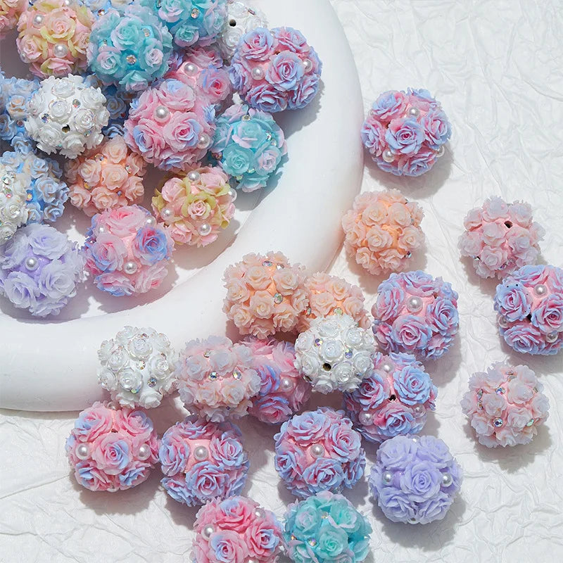 JC 20mm Flower Beads for Pen Handmade Jewelry Accessories Diy Resin Flower Ball Beads
