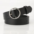 JULUN Women's Belts PU Belt Manufacture Custom Belt Black With Silver Round Buckle Minimalist Waist Accessory
