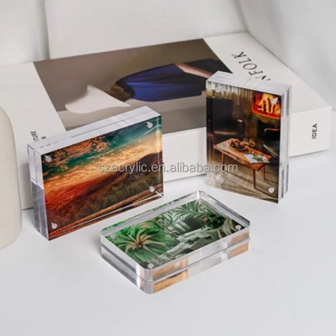 Factory Custom 3.5x5 Inch clear Acrylic Magnetic Picture Photo Frame