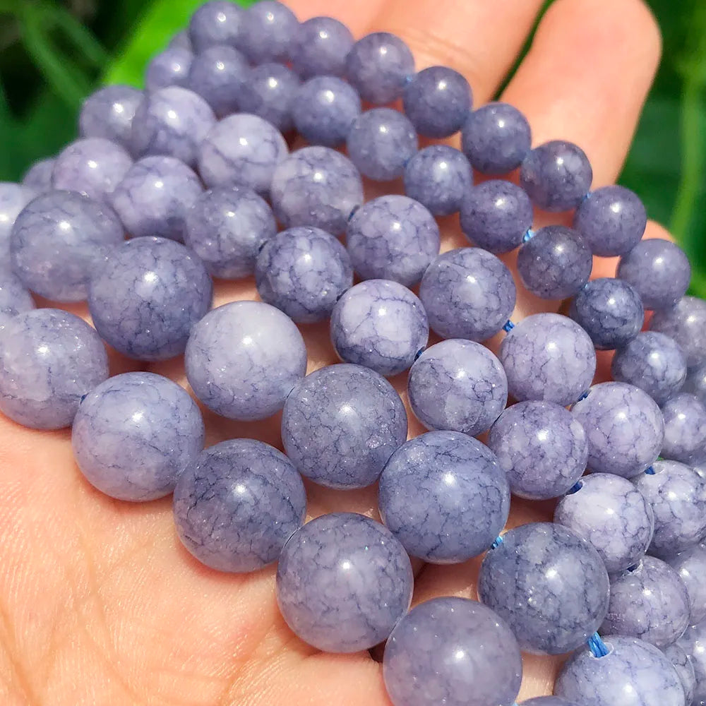 Wholesale Blue Angelites Stone Beads 6/8/10/12mm round for DIY Jewelry Making MegaBDM