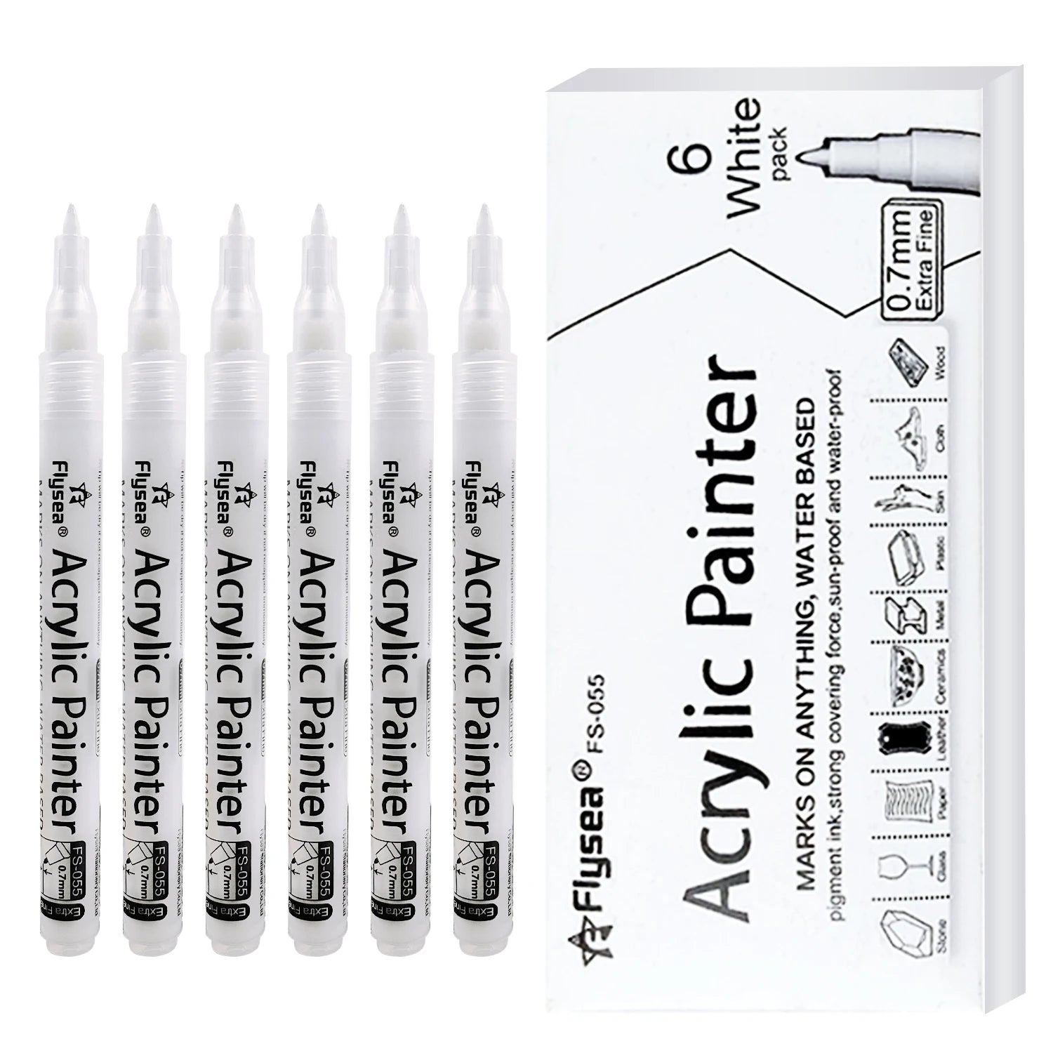 Hot Selling Flysea Brand White Acrylic Paint Marker Pens Permanent Ink for Writing on Paper