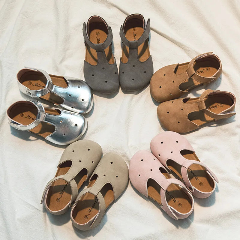 Wholesale Unisex Little Kids Cork Sandals Summer Casual Round Toe Platform Anti-Slip PU Flat Design MegaBDM