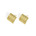 Beautiful  Polished Fancy Post Earrings 18K Gold Plated S925 Sterling Silver Ribbed Stud Earrings