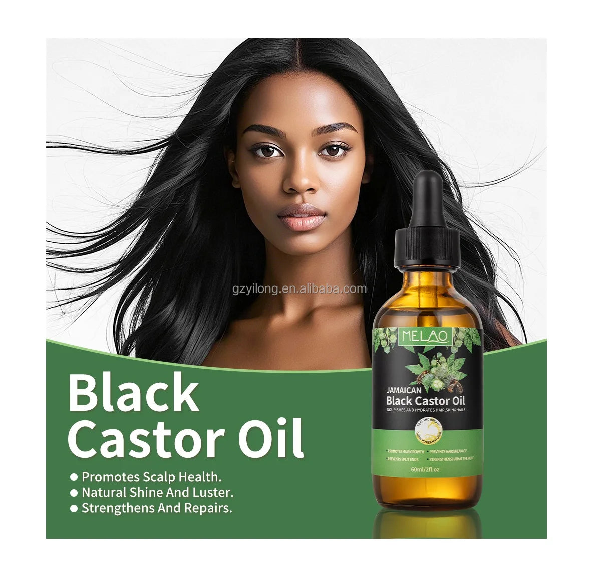 Cold Pressed Natural Black Castor Oil Strengthen Hair Growth Oil with Batana Rosemary Repair Hair Care Jamaican Black Castor Oi