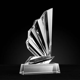 Shining Customized Luxury Durable Sailboat Shape Crystal Trophy Award with Custom Engraved Logo-Meeting Gift