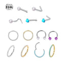 Gaby Jewelry Free Sample 316L Surgical Steel I Stud L s Bend Screw Segment Earring Pearl Nose Ring for Women Stainless Steel