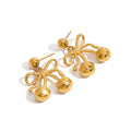 Waterproof Cute Fruit Earrings For Women Girls 18K Gold Stainless Steel Fashion Tarnish Free Cherry And Bow Earrings