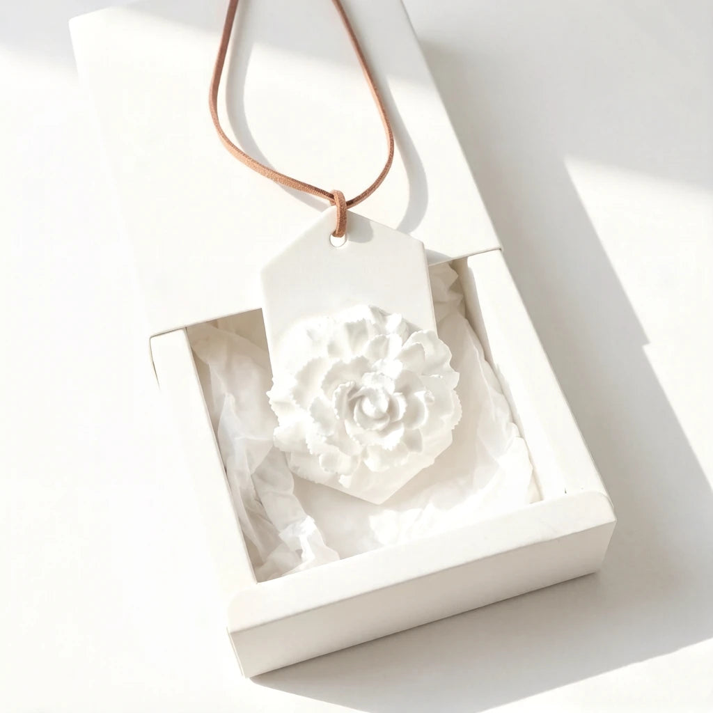 FinRu Stocked Hanging Wardrobe Car Air Freshener Aroma Pendant Scented Ceramic Carnation Flower Fragrance Essential Oil Diffuser