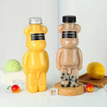 500ML Bear Shape Transparent PET Milk Tea Cold Drink Bottle Aluminum Cap Disposable c