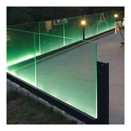 Customized Frameless Glass Railing System with RGB LED Strips From Foshan Factory