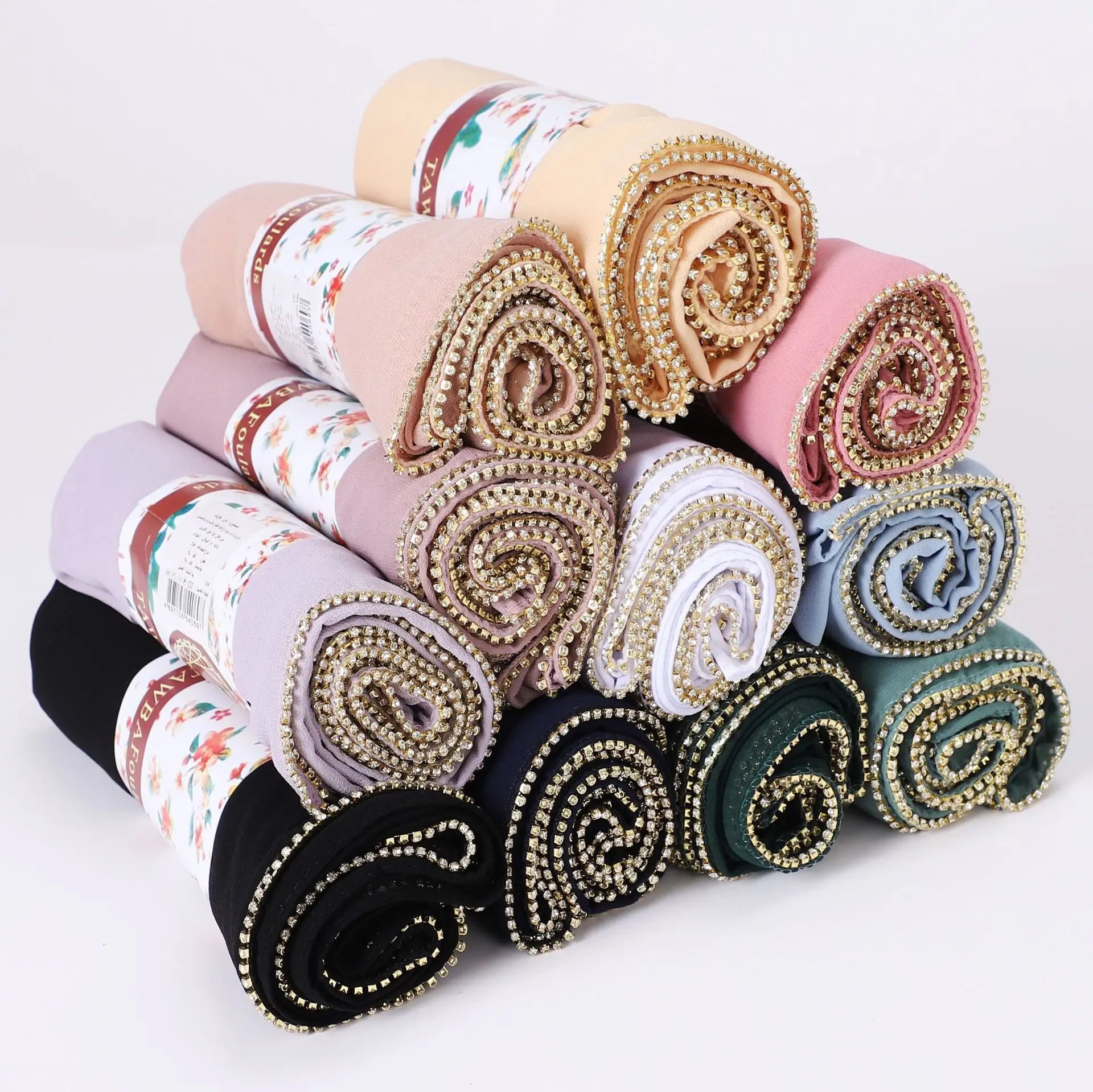 Diamond Claw Chain Muslim Scarf Pearl Chiffon Long Shawl Middle East Malaysia Indonesia Hijab