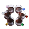 Creative Breakfast Coffee Cups120ml Colored Ball Handle Single Wall Glass Water Milk Mug 120ml