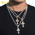 Fast Shipping Iced Out Baugette Cross Pendant 925 Sterling Silver Gold Plated GRA VVS Moissanite Charms Pendant