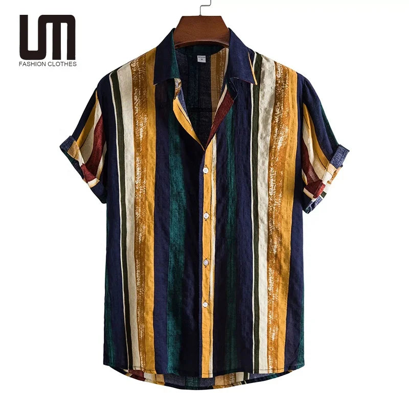 Clearance Sales Wholesale Vintage Summer Men Clothing Printing Short Sleeve Hawaiian Beach Vacation Plus Size T Shirts