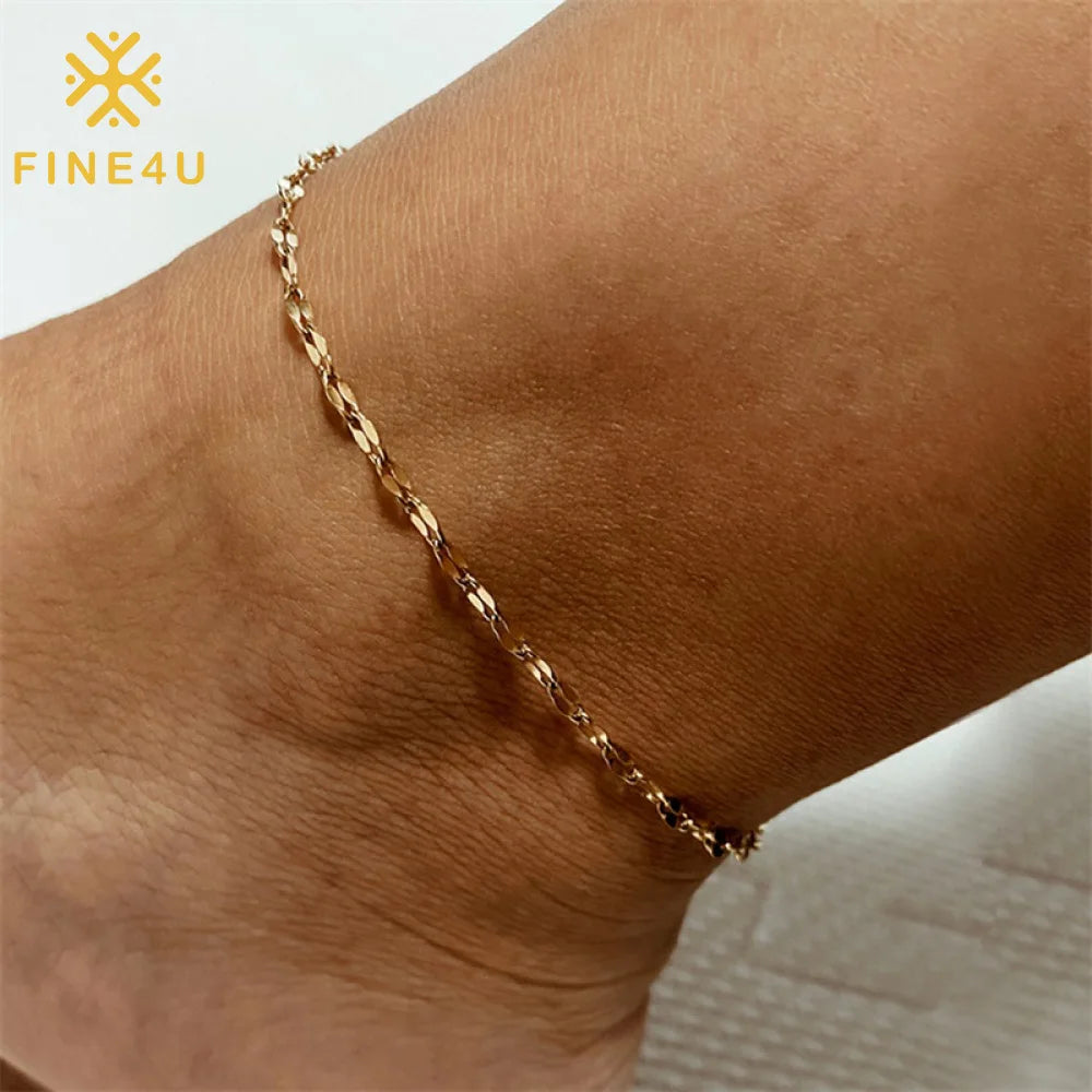 Wholesale Waterproof Ankle Chain Foot Jewelry 2024 Simple Stainless Steel Gold Plated Anklet