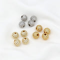 DEE.LUN 18k Gold Black Rose Gold Plated Copper Round Micro Paved Zircon Ball Spacer Beads for Bracelet and Necklace Making
