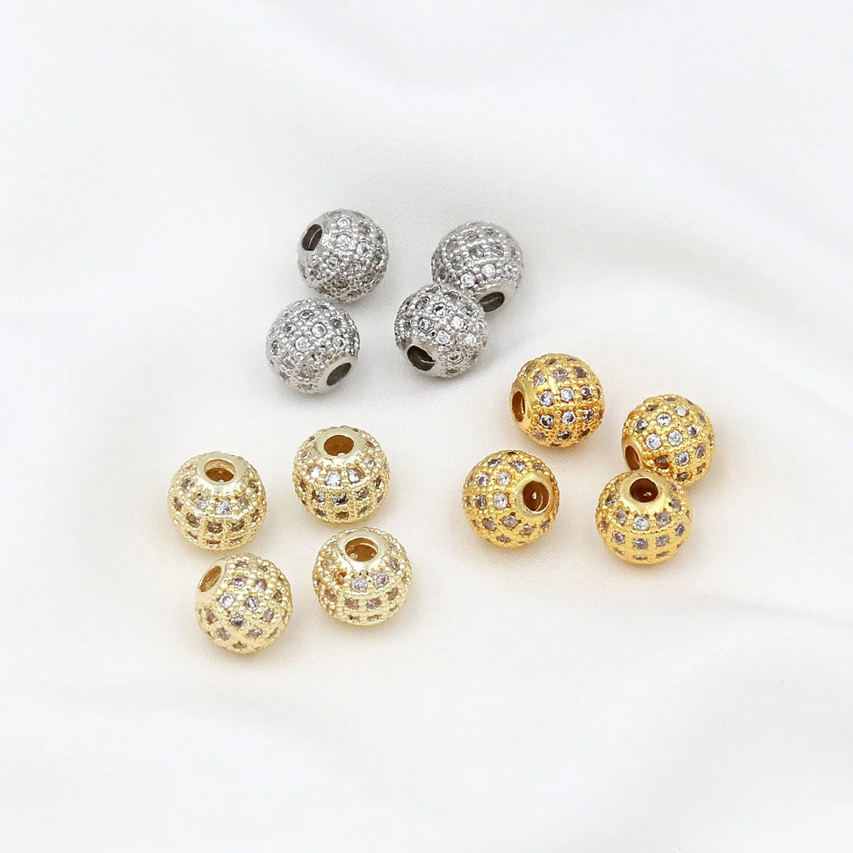 DEE.LUN 18k Gold Black Rose Gold Plated Copper Round Micro Paved Zircon Ball Spacer Beads for Bracelet and Necklace Making