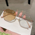 2024 New Luxury Fashionable Designer Photochromic Anti Blue Light Blocking Glasses Square Metal Frame Unisex Reading Eyewear