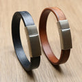 Custom Text Punk Style Vintage Bracelet for Man Mens Genuine Leather Bracelet Wrist Cuff Bangle Wholesale Jewelry Gift