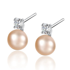 Hot Selling New Arrival Pearl Earrings S925 Sterling Silver Fashion Simple Freshwater Pearl Zircon Inlaid Stud Earrings