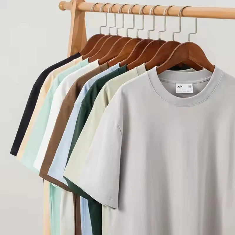 Custom Logo Summer Men's Oversized 100% Combed Cotton T-Shirt 240g Solid Color Blank T-Shirt Drop Shoulder T-Shirt