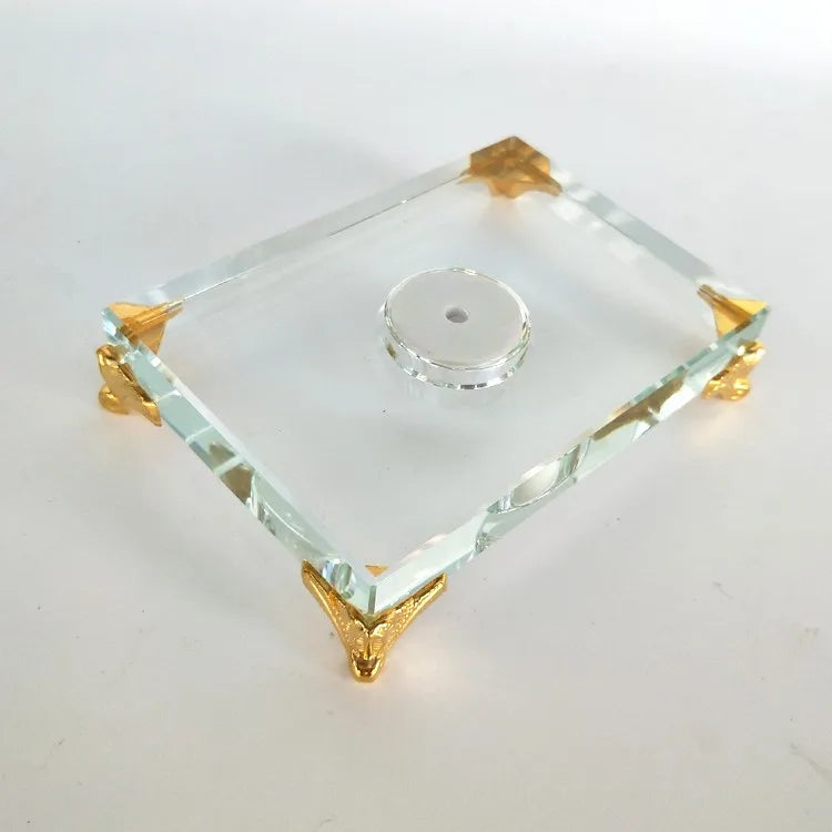 HDW Wholesale High Quality Crystal clear K9 LED Lamp Base Custom Europe Crystal Led Base for Wedding Souvenirs